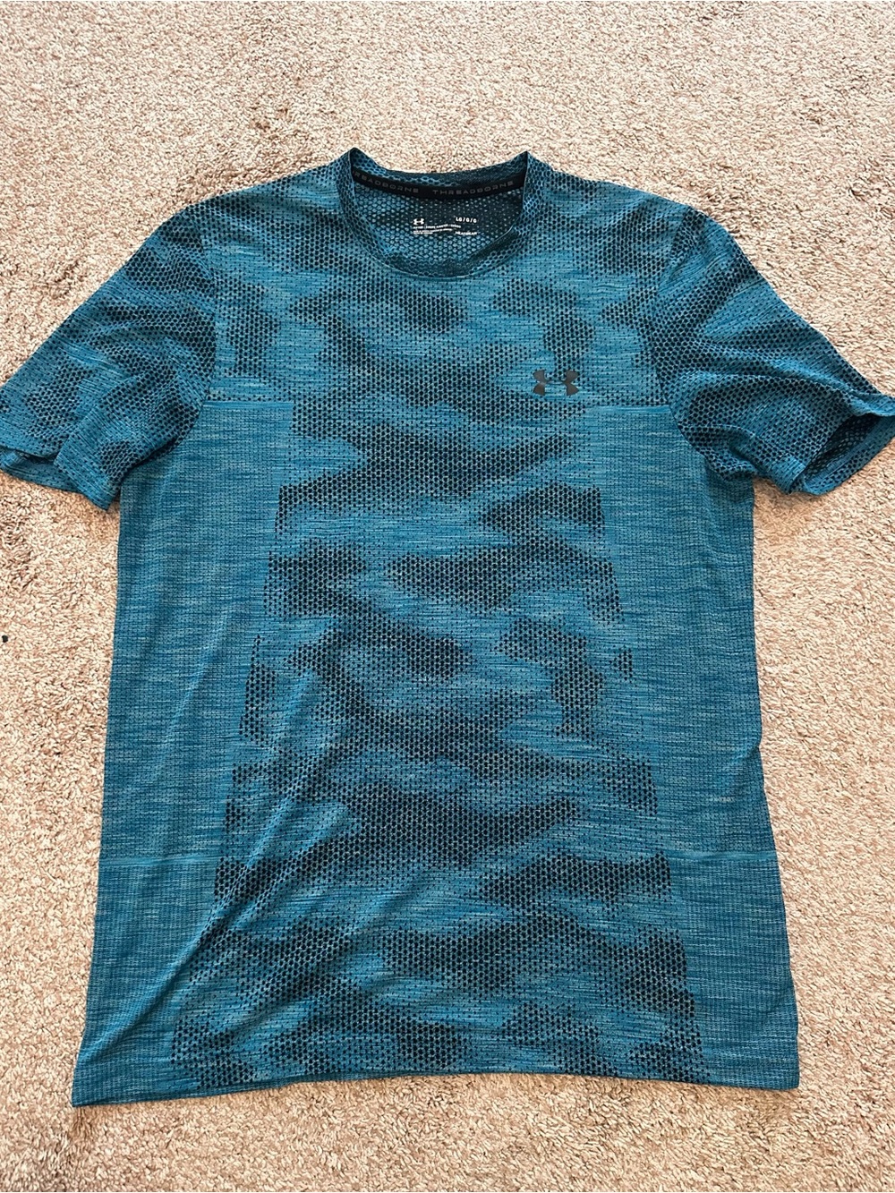 Under Armour Men's Siphon Camo Novelty Short Sleeve T-Shirt Teal Blue Large